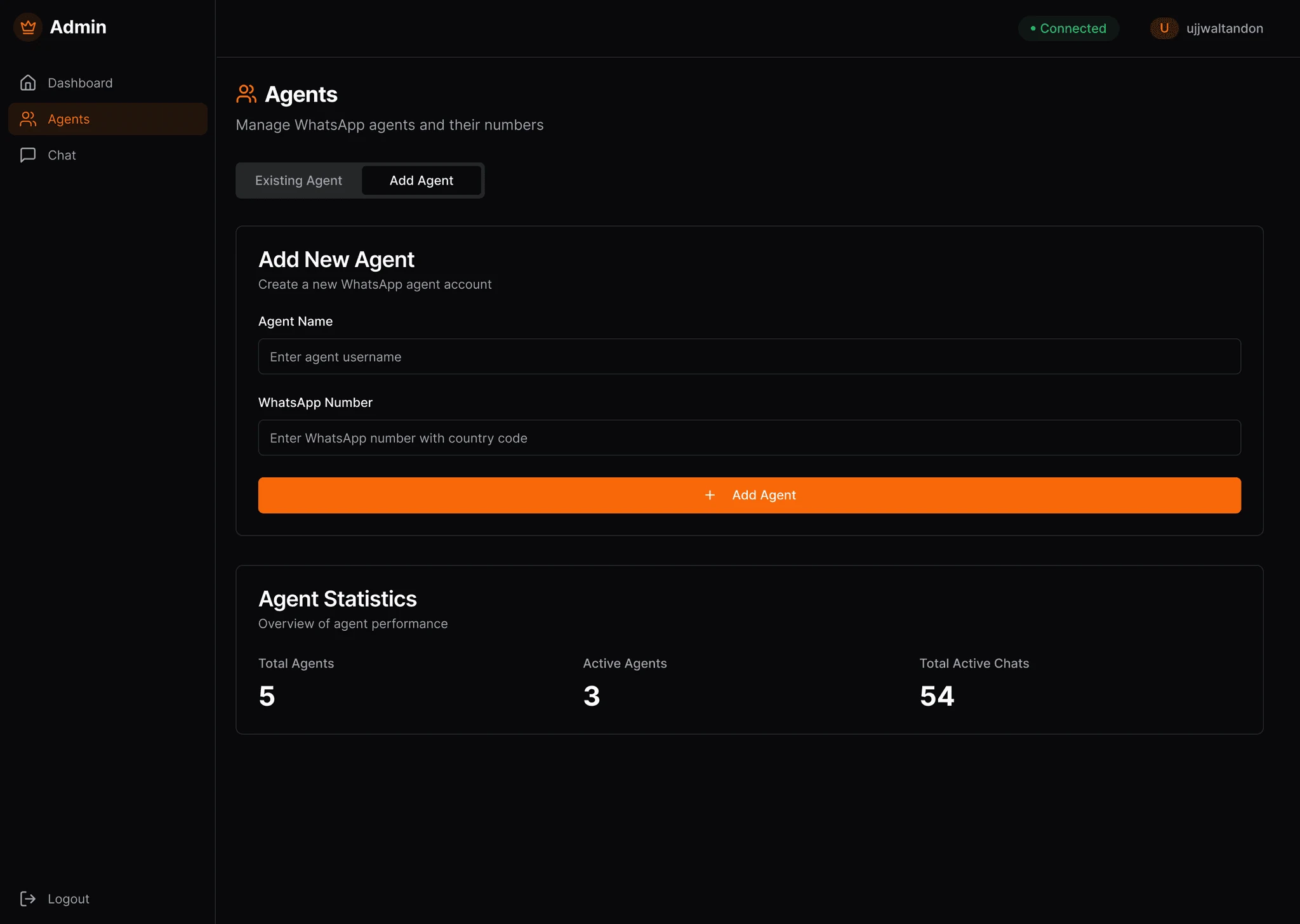 Add new agent form
