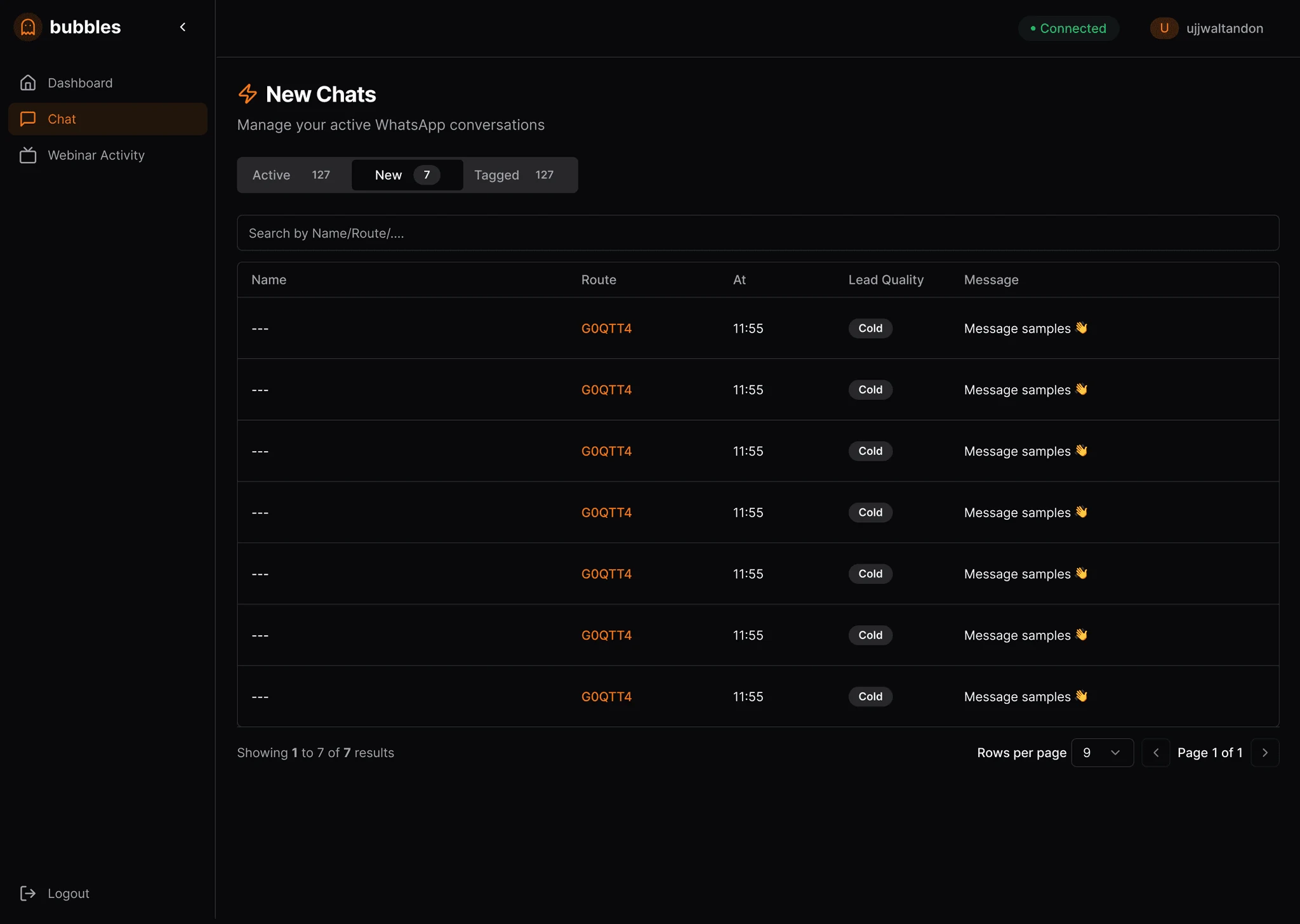 New chats queue